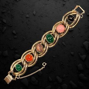 Vintage Kafin New York Cabochon Bracelet Multi Color Chunky